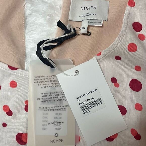 NUMPH Dress Polka Dot Tunic Size 34 (Fits XS - M) New w/ Tag 100% Viscose - Picture 4 of 13